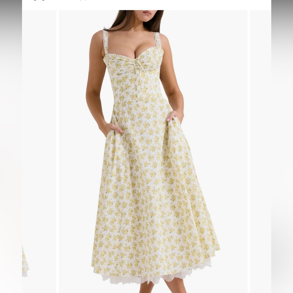 NWOT House of CB Rosalee Floral Stretch Cotton Petticoat Dress